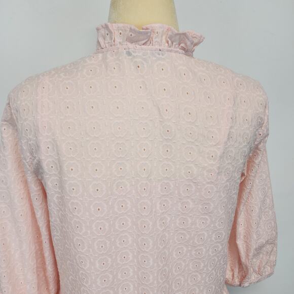 Tommy Hilfiger Eyelet Tiered Babydoll Dress Size 2 Light Pink Relaxed Oversized - Picture 9 of 16